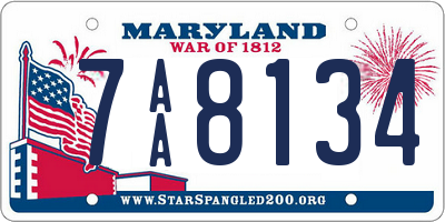 MD license plate 7AA8134