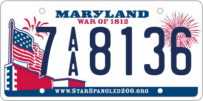 MD license plate 7AA8136