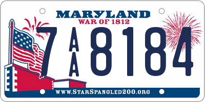 MD license plate 7AA8184