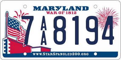 MD license plate 7AA8194