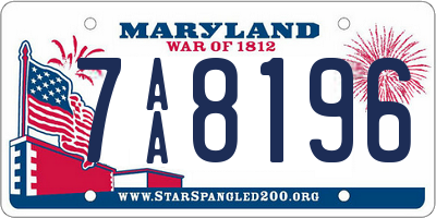 MD license plate 7AA8196