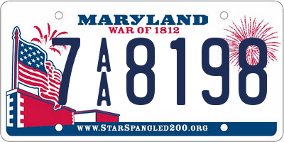 MD license plate 7AA8198