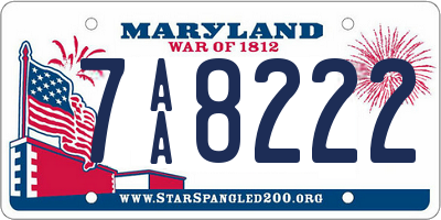 MD license plate 7AA8222