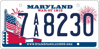 MD license plate 7AA8230