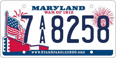 MD license plate 7AA8258