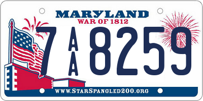 MD license plate 7AA8259