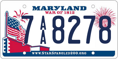 MD license plate 7AA8278