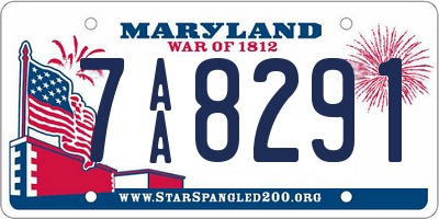 MD license plate 7AA8291