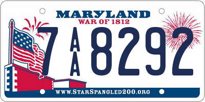 MD license plate 7AA8292