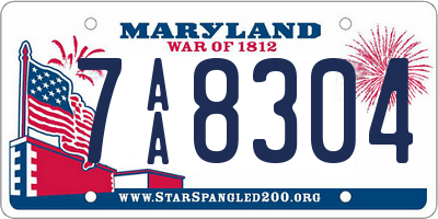 MD license plate 7AA8304