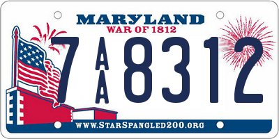 MD license plate 7AA8312