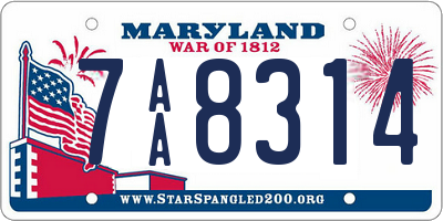 MD license plate 7AA8314