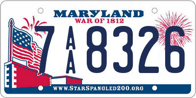 MD license plate 7AA8326