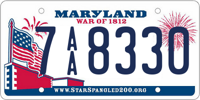 MD license plate 7AA8330