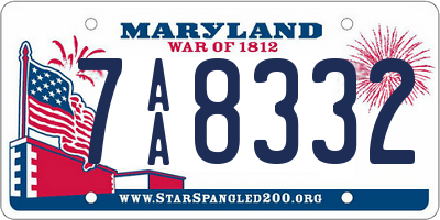 MD license plate 7AA8332