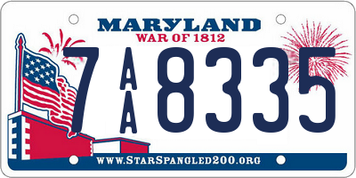 MD license plate 7AA8335