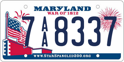 MD license plate 7AA8337