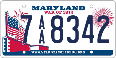 MD license plate 7AA8342