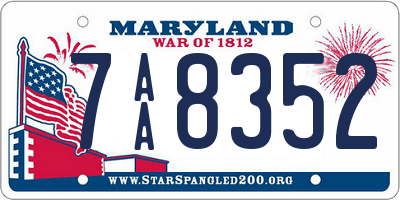 MD license plate 7AA8352