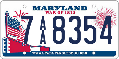 MD license plate 7AA8354