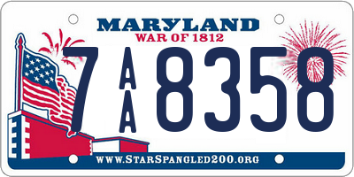 MD license plate 7AA8358