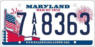 MD license plate 7AA8363