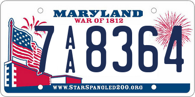 MD license plate 7AA8364