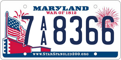 MD license plate 7AA8366