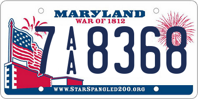 MD license plate 7AA8368