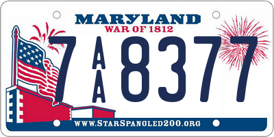 MD license plate 7AA8377