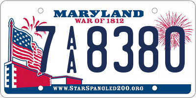 MD license plate 7AA8380