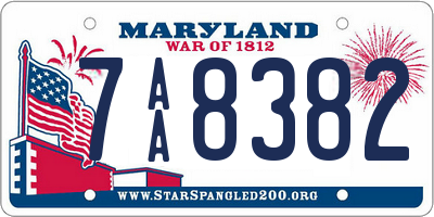 MD license plate 7AA8382