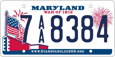 MD license plate 7AA8384