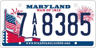 MD license plate 7AA8385