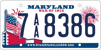 MD license plate 7AA8386