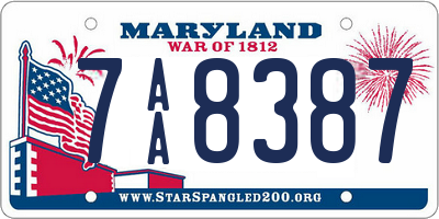 MD license plate 7AA8387