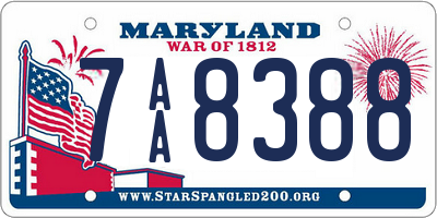 MD license plate 7AA8388