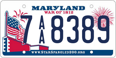 MD license plate 7AA8389