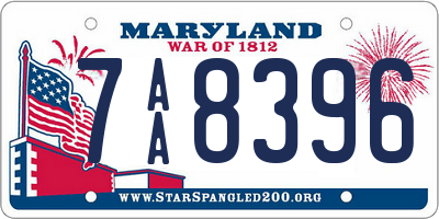 MD license plate 7AA8396