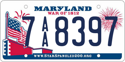 MD license plate 7AA8397