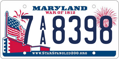 MD license plate 7AA8398