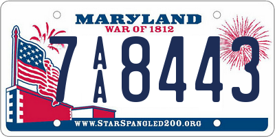 MD license plate 7AA8443