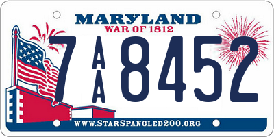 MD license plate 7AA8452