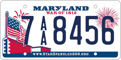 MD license plate 7AA8456