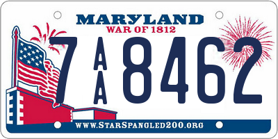 MD license plate 7AA8462