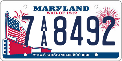 MD license plate 7AA8492