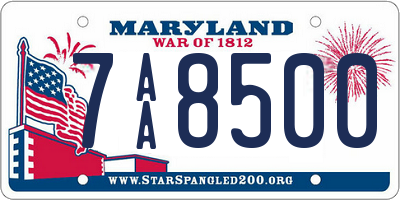 MD license plate 7AA8500