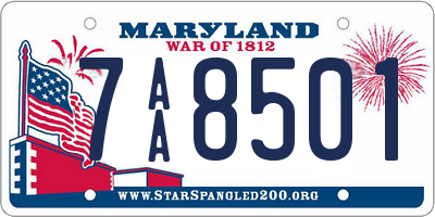 MD license plate 7AA8501