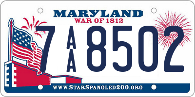 MD license plate 7AA8502