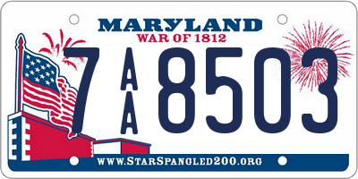 MD license plate 7AA8503